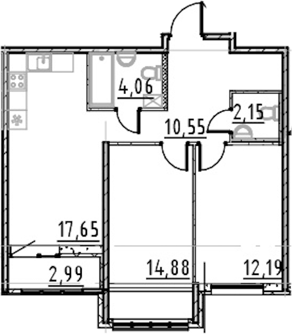 2-комнатная квартира 61.48 м², 7/9 эт., ЖК «Город Первых»